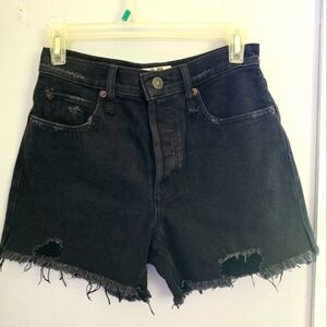 We The Free Black Distressed Denim Shorts